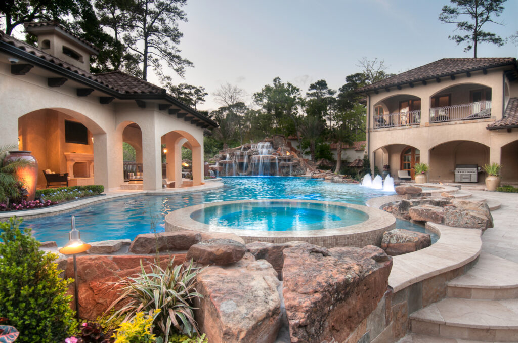Luxury Texas pool integrated with outdoor living and entertainment