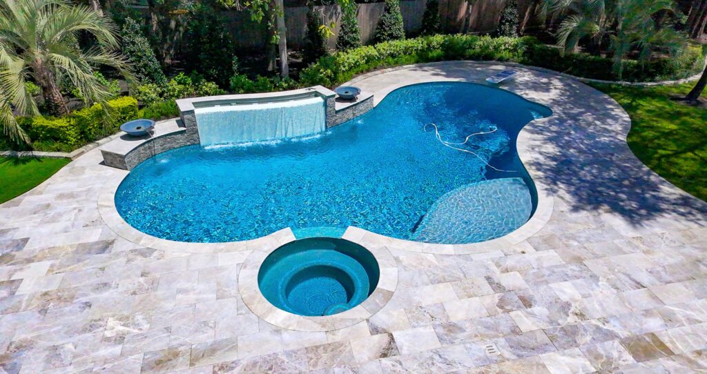 Custom swimming pool as a central backyard feature