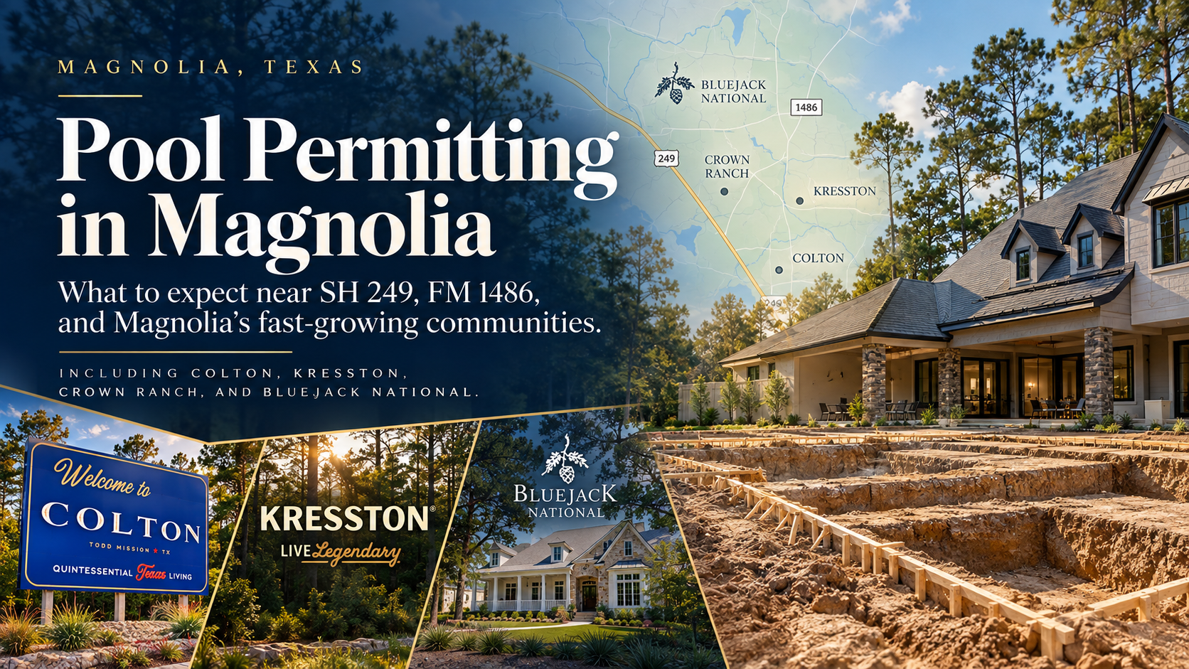 Pool permitting in Magnolia Texas including SH 249, FM 1486, Colton, Bluejack, Kresston and Crown Ranch